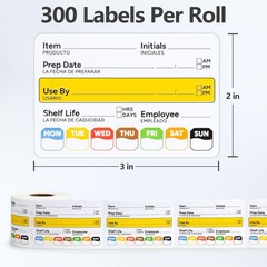 300 Pcs Restaurant Quality Shelf Life Food Rotation Labels 2 x 2 inch, Black