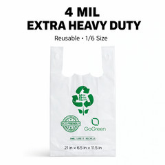 1/6 Large White Grocery T-Shirt Bags 21×11.5×6.5 Extra Heavy Duty 4.0 Mil