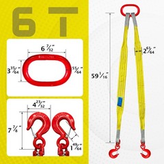 Lifting Slings Straps with Hooks 5ft Leg Bridle Web Sling 13227lbs Capacity G…