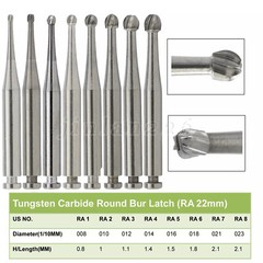 5 Pcs/Pack Dental RA Round Carbide Bur For Slow Speed Latch Type RA 1#-8# USA