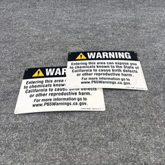 Lot of 2 – California Prop 65 Sign Warning 10 x 7 Heavy Duty Plastic White OSHA