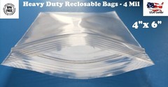 4″x 6″ Clear 4 Mil Plastic Zip Seal Bag Reclosable Top Lock 4Mil Zipper Baggie