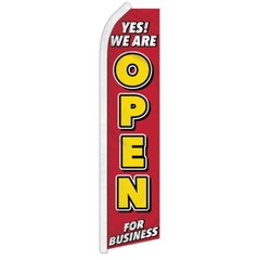 Yes We are Open for Business Swooper Flutter Advertising Feather Flag Open Flag