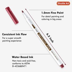 Metallic Marker Pens, 30 Colors Metallic Paint Markers with 1 Coloring Book Fine