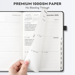 Leather Academic Planner 2026-2027: A5 Black Business Weekly & Monthly Planner f
