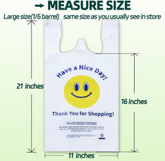 100-Pack White T-Shirt Plastic Bags, 0.8 Mil, 11″x6″x21″, Heavy-Duty Grocery & S