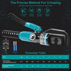 10 Tons Hydraulic Crimping Tool with 9 Dies – Battery Cable Crimper Tool & Wire