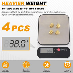 4Pcs Heavy Duty 1/4 NPT Male Thread to 1/8 NPT Female Thread Brass Reducer Hex B
