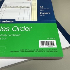 Adams Sales Order Book 2-Part form Carbonless Sets White/Canary pack of 5 DC5805