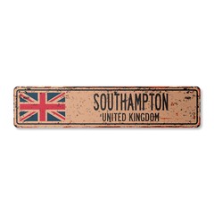 SOUTHAMPTON UNITED KINGDOM Vintage Street Sign British Britons Brits flag city