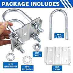 1Set Trailer U Bolt Kit for 3500 lbs 2-3/8″ Round Axle 6-1/4″ Long 1/2” Diame…