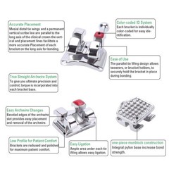 Dental Orthodontic Braces Monoblock Brackets Mini Roth/MBT 018/022 Hooks 3/345
