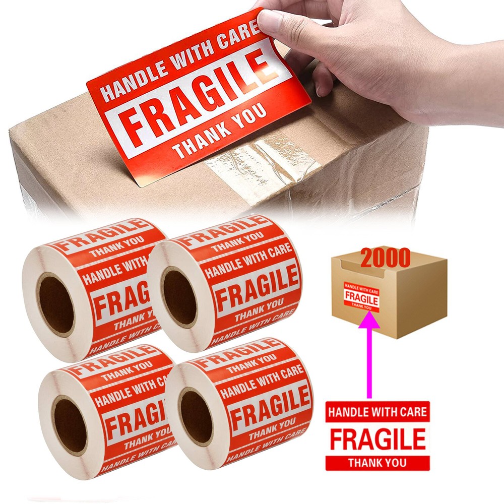2000 2×3″inch Fragile Handle with Care Thank You Labels Stickers Warning Remind