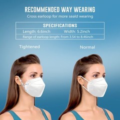 White KN95 Disposable Face Mask Protective 4 Layer Earloop Filters 95% PFE & BFE