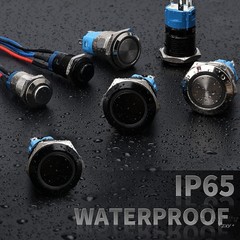 12mm LED ON OFF Waterproof Stainless Steel Latching Push Button Ring Switch