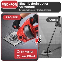 Pro-For 20V Cordless Electric Drain Auger 25Ft Auto-Feed Drain Snake