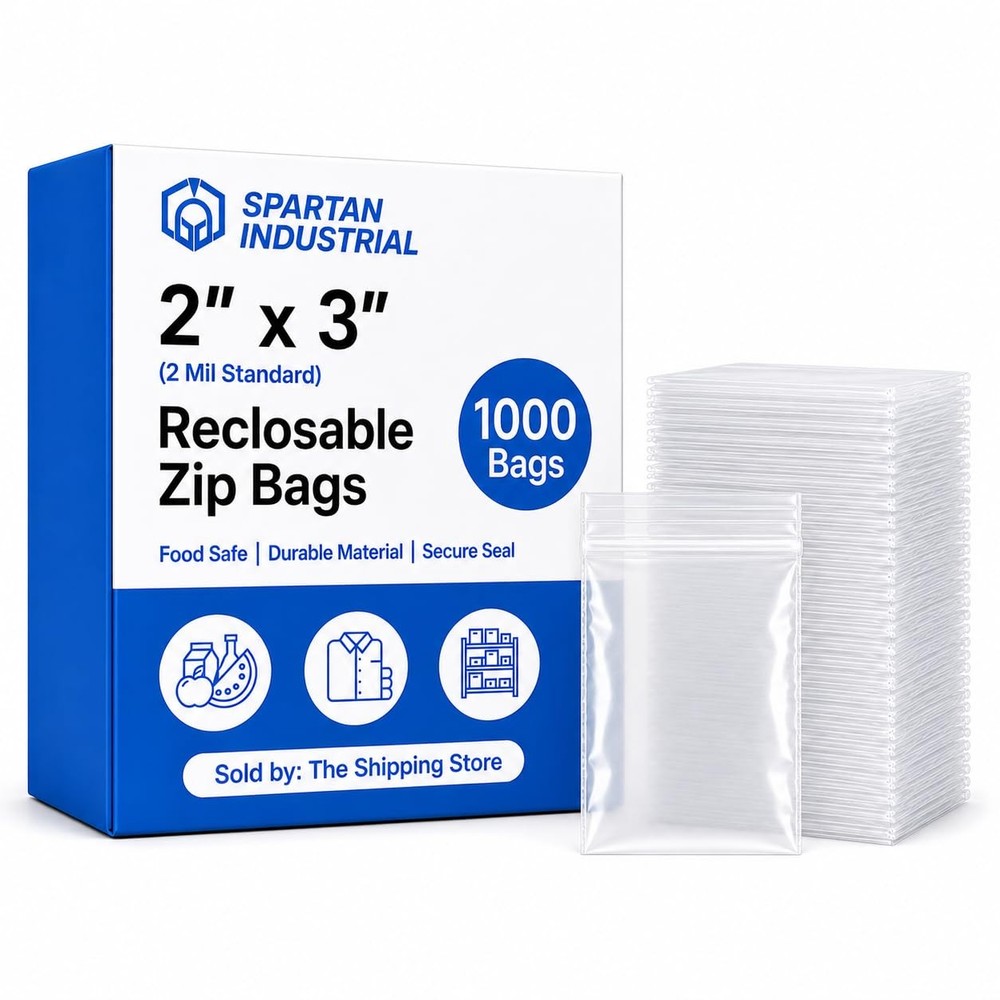 – 2” X 3” (1000 Count) 2 Mil Clear Reclosable Zip Plastic Poly Bags with Rese…