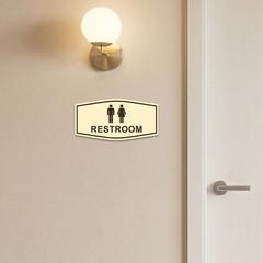 Fancy Unisex Restroom Sign Medium Brushed Gold Commercial Office Door Wall