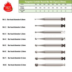 5-100 8 Types Dental Round Carbide Bur for Slow Speed Latch Type RA 1# – 8# Burs