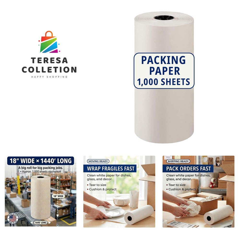 Compact 1440′ Long White Newsprint Roll – Ideal for Safe Packing & Storage