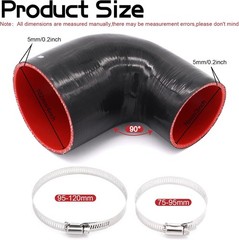 90 Deg 3in to 4in Silicone Elbow Coupler 4 Ply with 2 T-Bolt Clamps