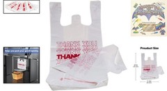 Reusable 100 Count Plastic Bags – Thank You Print Grocery Bags with Handles