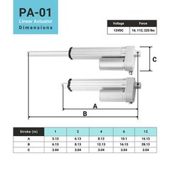 Progressive Automations 24VDC Hall Effect Mini Linear Actuator, PA-01-HS