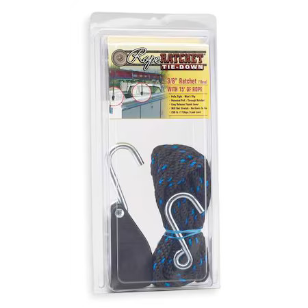 Rope Ratchet 10025 Rope Ratchet, Hook, 15 Ft.L, Polypropylene