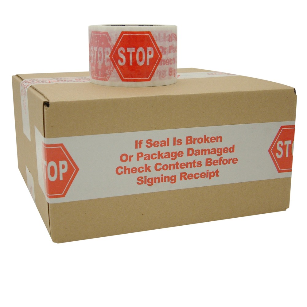 Shurtape Packing Tape [Printed Message] (HP-240): 3 in. x 110 yds. (White/Red ST