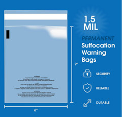 200 6 x9 Poly Bags Resealable Suffocation Warning Clear 1.5 mil Shirt Apparel