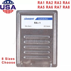 5 Pcs/Pack Dental RA Round Carbide Bur For Slow Speed Latch Type RA 1#-8# USA