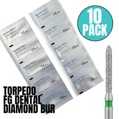 10 PACK: Torpedo Dental Diamond Burs, FG (friction grip), High Quality Burs
