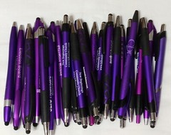 30ct Mixed Lot Misprint Retractable Click Pens w/Stylus: PURPLE/ VIOLET/LAVENDER