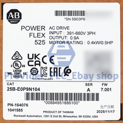 New Sealed 25B-E0P9N104 PowerFlex 525 0.4kW (0.5Hp) AC Drive