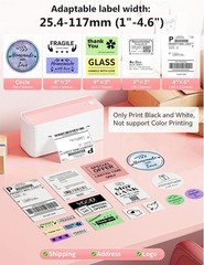 Phomemo Bluetooth Thermal Label Printer, 241BT 4X6 Wireless 4×6, PINK