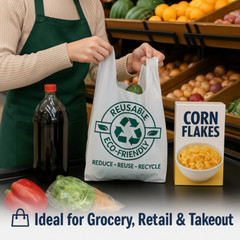White T-Shirt Grocery Bags 1/6 Large – Extra Heavy Duty 21×11.5×6.5 – Bulk Packs