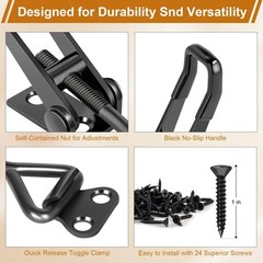 6 Pack Adjustable Toggle Latches 330Lbs HeavyDuty Black Metal for Smoker Door T
