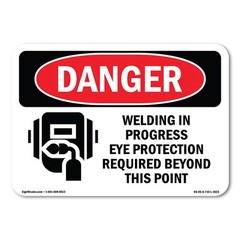 Welding In Progress Eye Protection Required ANSI Danger Sign Metal Plastic Decal