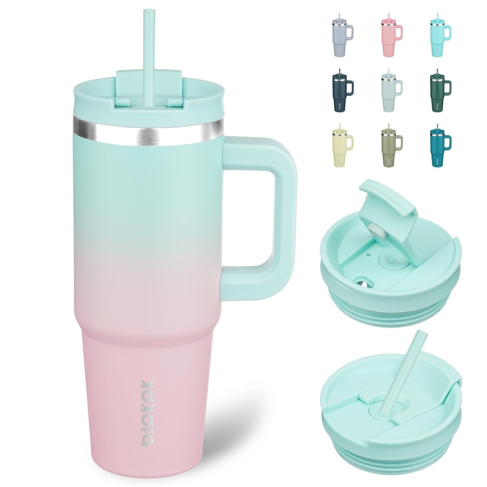 BJPKPK 30 oz Stainless Steel Tumbler With Handle 30 Ounces, Bubble Gum
