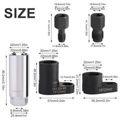 5PCS Automotive O2 Oxygen Sensor Socket Set Offset 02 Sensor Wrench Remover Tool