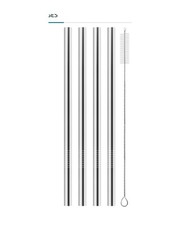 Reusable Metal Straws 4 Pcs, Stainless Steel Straight Straw 9.25″ Long – Silver