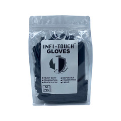 Latex Gloves, 50 PCS, Black, 12″ Length, Powder free, S, M, L, XL