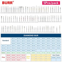 50pcs Fresas es de Diamante FG Mezclado Diamond Burs FG 1.60mm a&