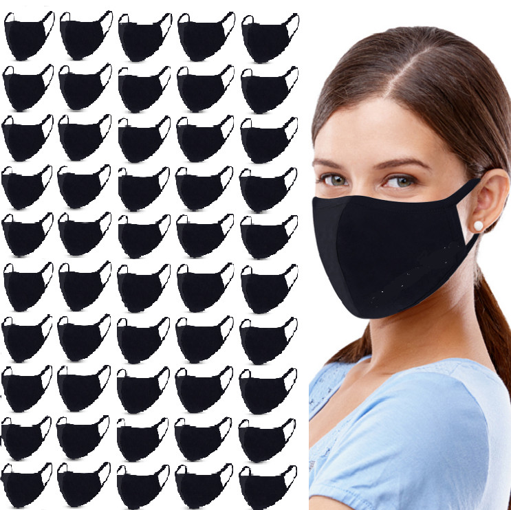 1/3/5/10/25//50/100 Black Face Mask Washable Reusable Cotton Safety Respirator