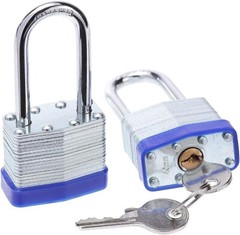 2 pcs 40mm 1-9/16 in Laminated Pad Locks Keyed the Same Alike Long Shackle
