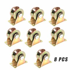 8x 2in 2″ V Groove Wheel Sliding Gate Bracket Roller Heavy Duty Caster Wheels US
