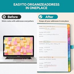 Address Book with Colorful Alphabetical Tabs 8.4″ x 5.7″ – Hardcover Contact …