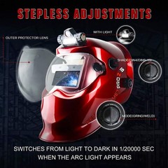 New Welding Helmet Solar Powered Auto Darkening – Large View, True Colors