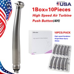 10 PCS Dental High Speed Handpiece Push Button Turbine 4 Hole NSK Pana Max Style