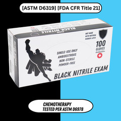 [1000 Pieces] Black Nitrile 4 Mil Gloves Powder Free, Latex Free Size: Large